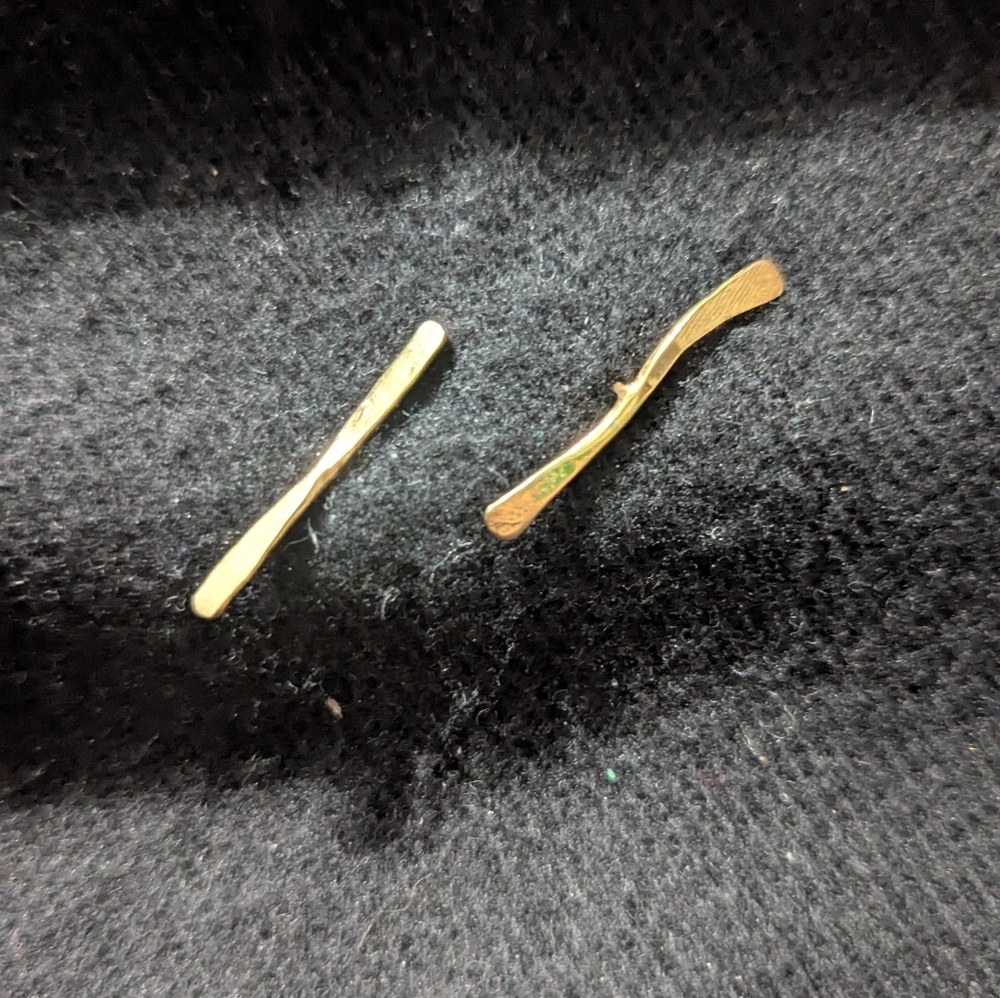 Gold Tone Airplane Propeller Dainty Delicate Stud Statement Earrings